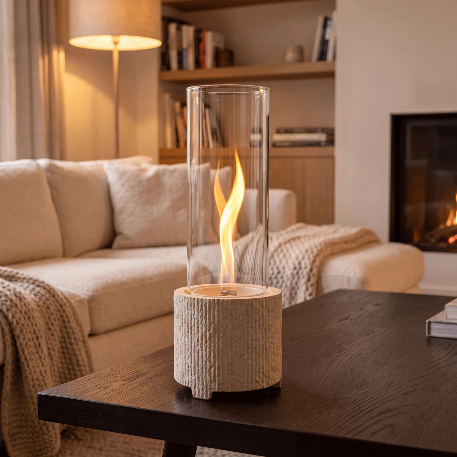 Glow Cycloflame Table in a warm living room