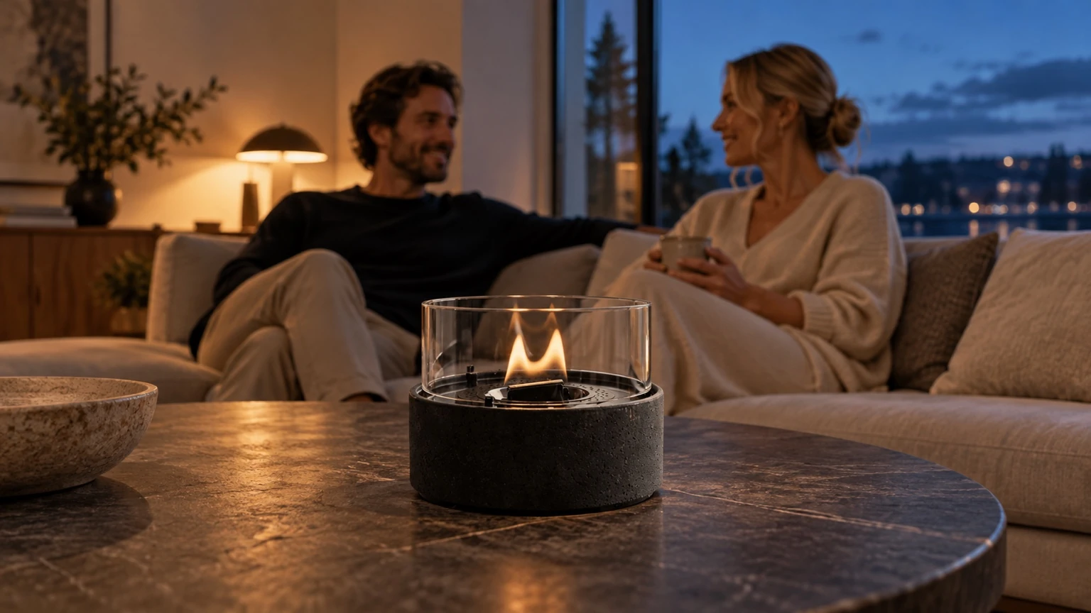 Black Café 18 Lava on a coffee table on a quiet evening