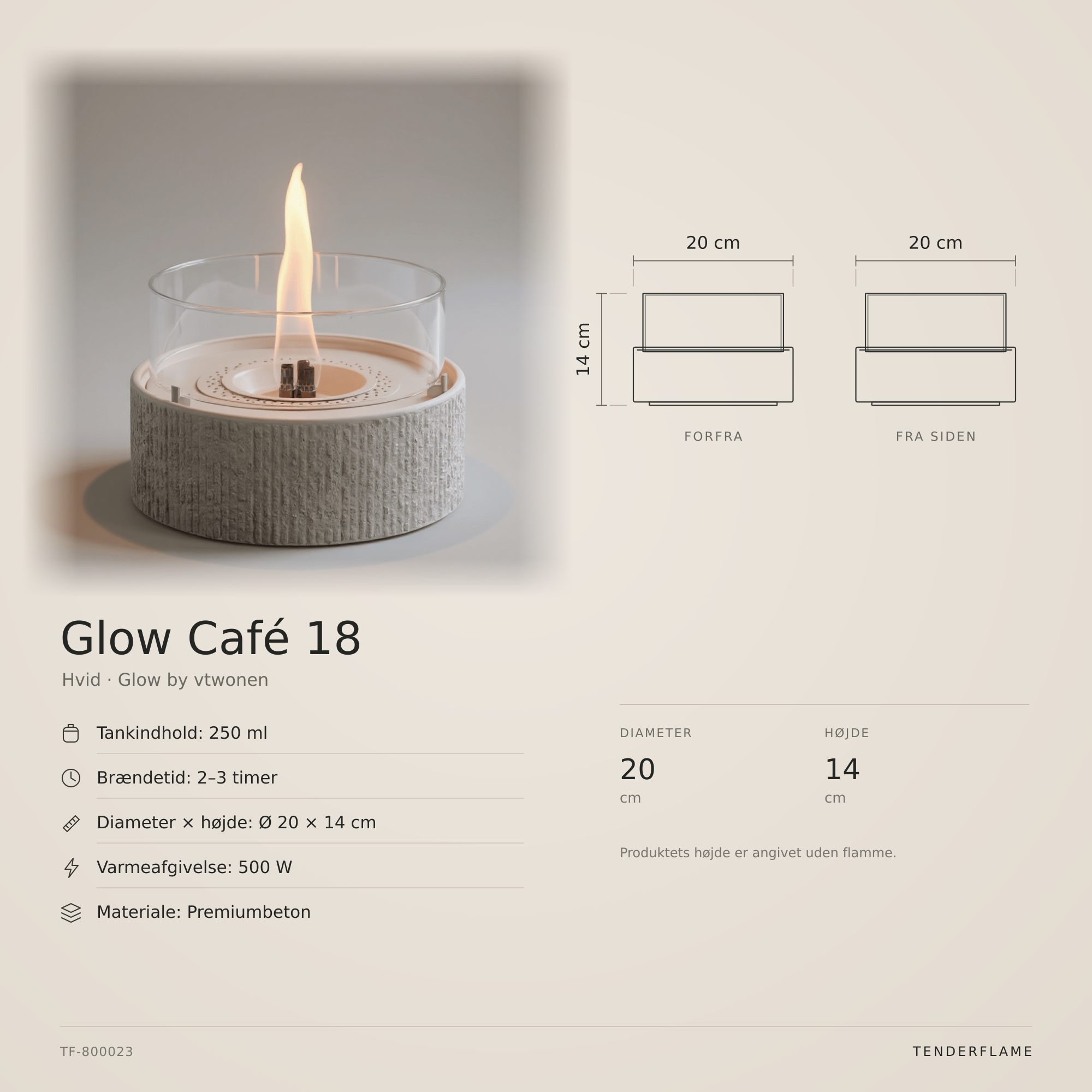 vtwonen Glow Café 18 bordpejs, hvid