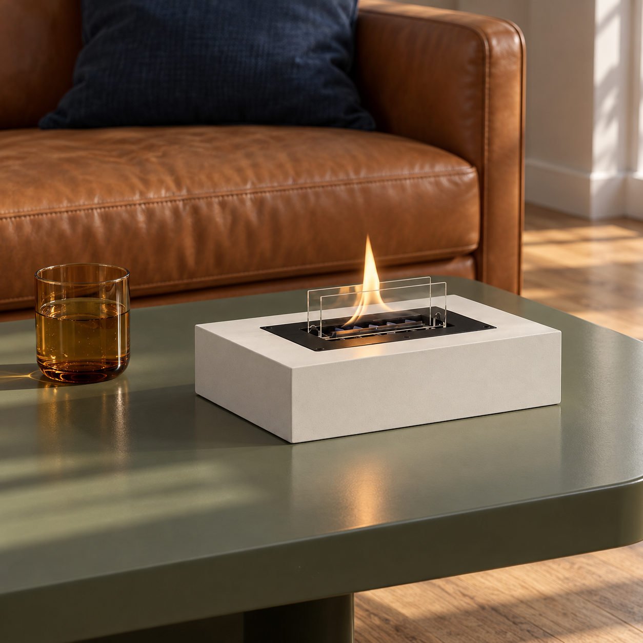 Daisy in white concrete on a side table