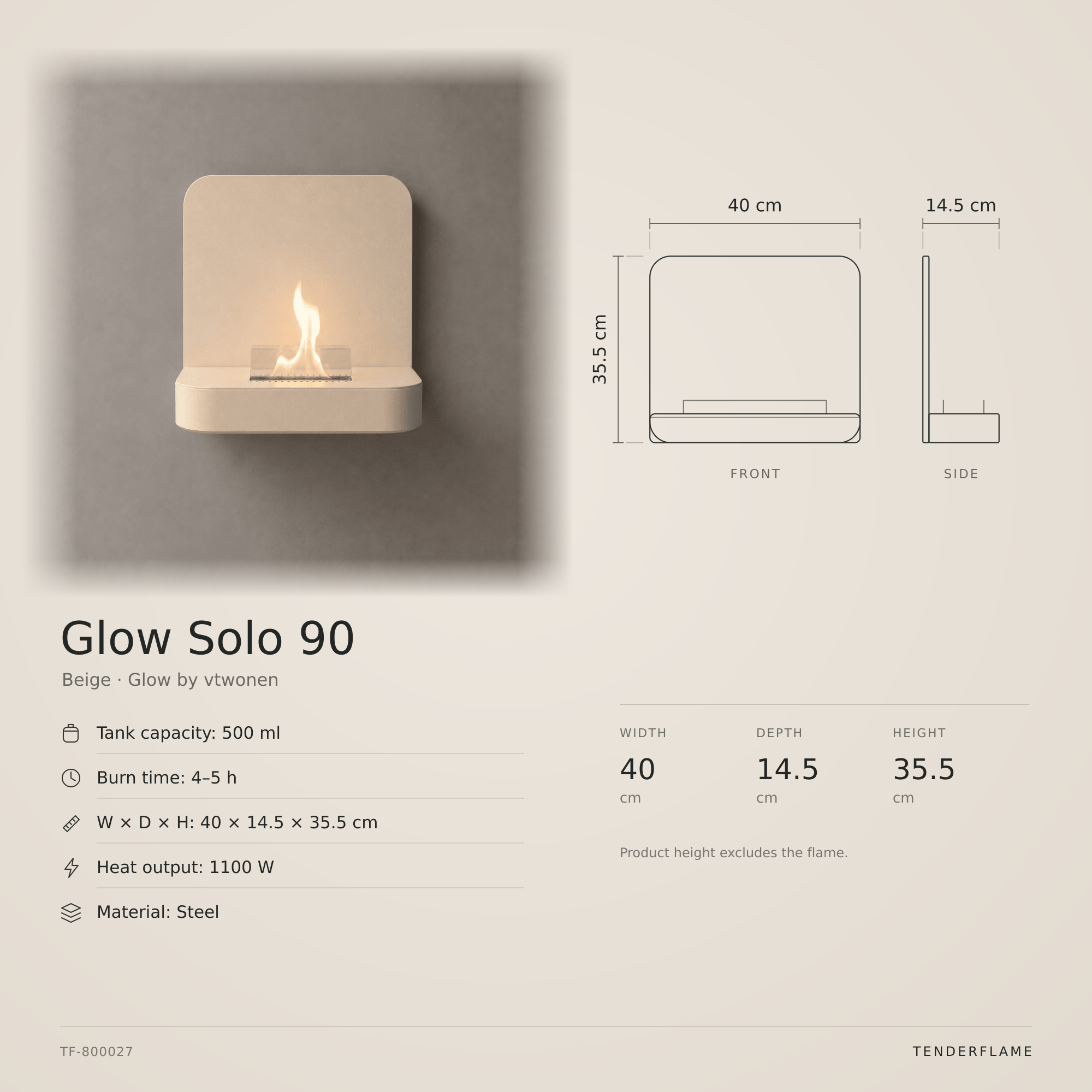vtwonen Glow Solo 90 wandhaard