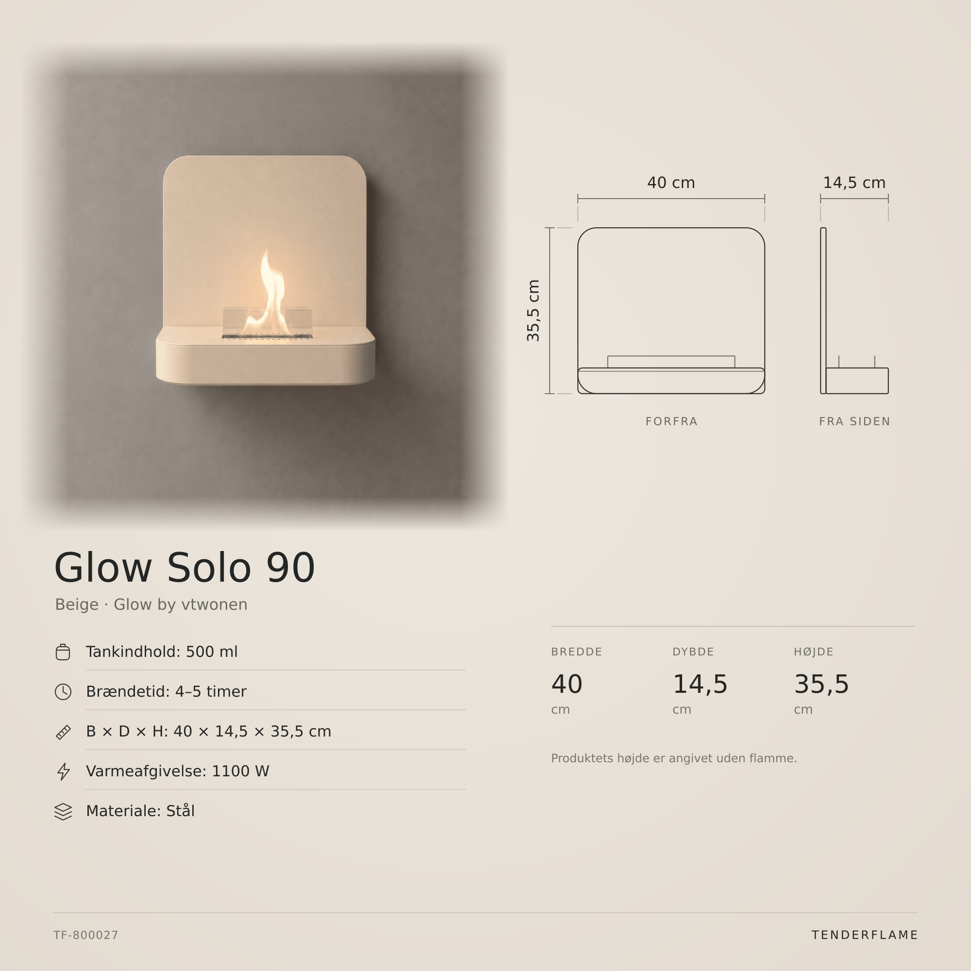 vtwonen Glow Solo 90 vægpejs