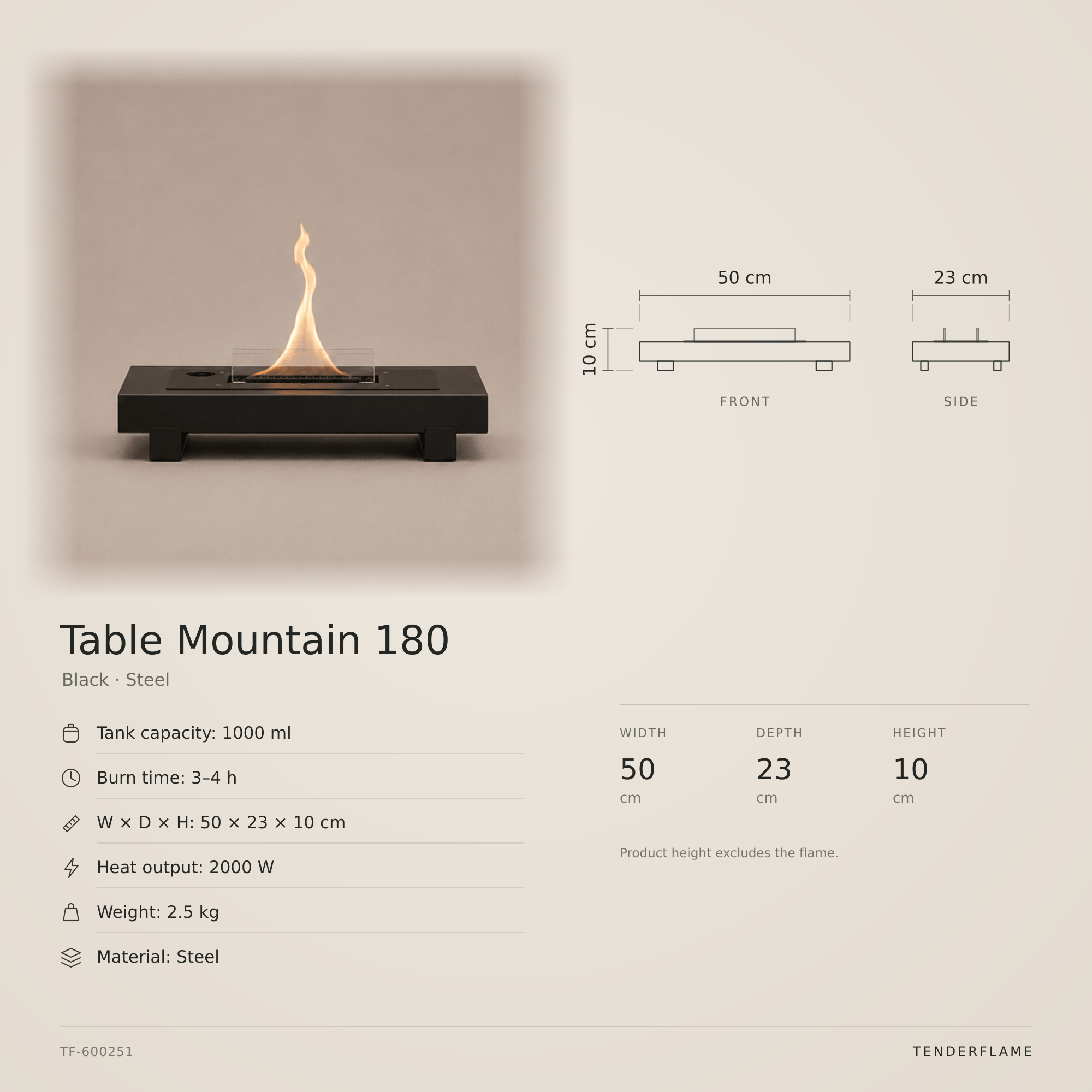 Table Mountain 180 Zwart