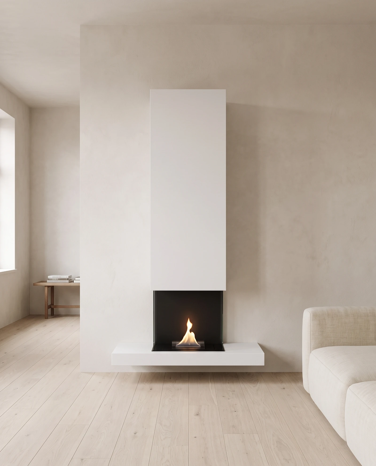 White Riff 180 in a bright living room with wooden flooring