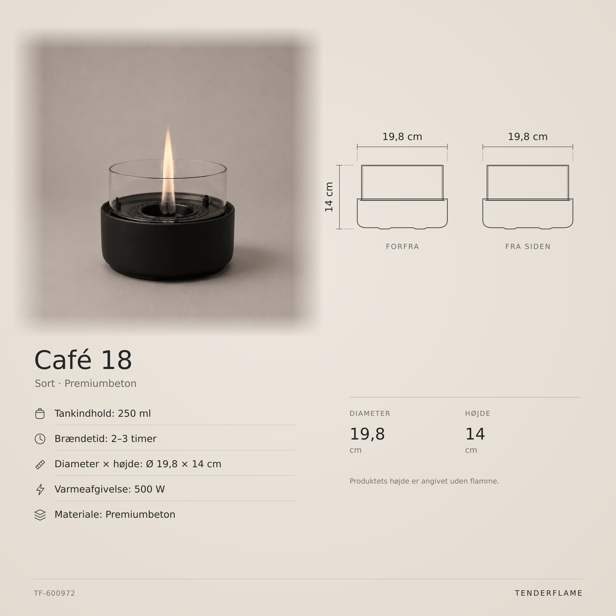 Café 18 Natural Concrete Black