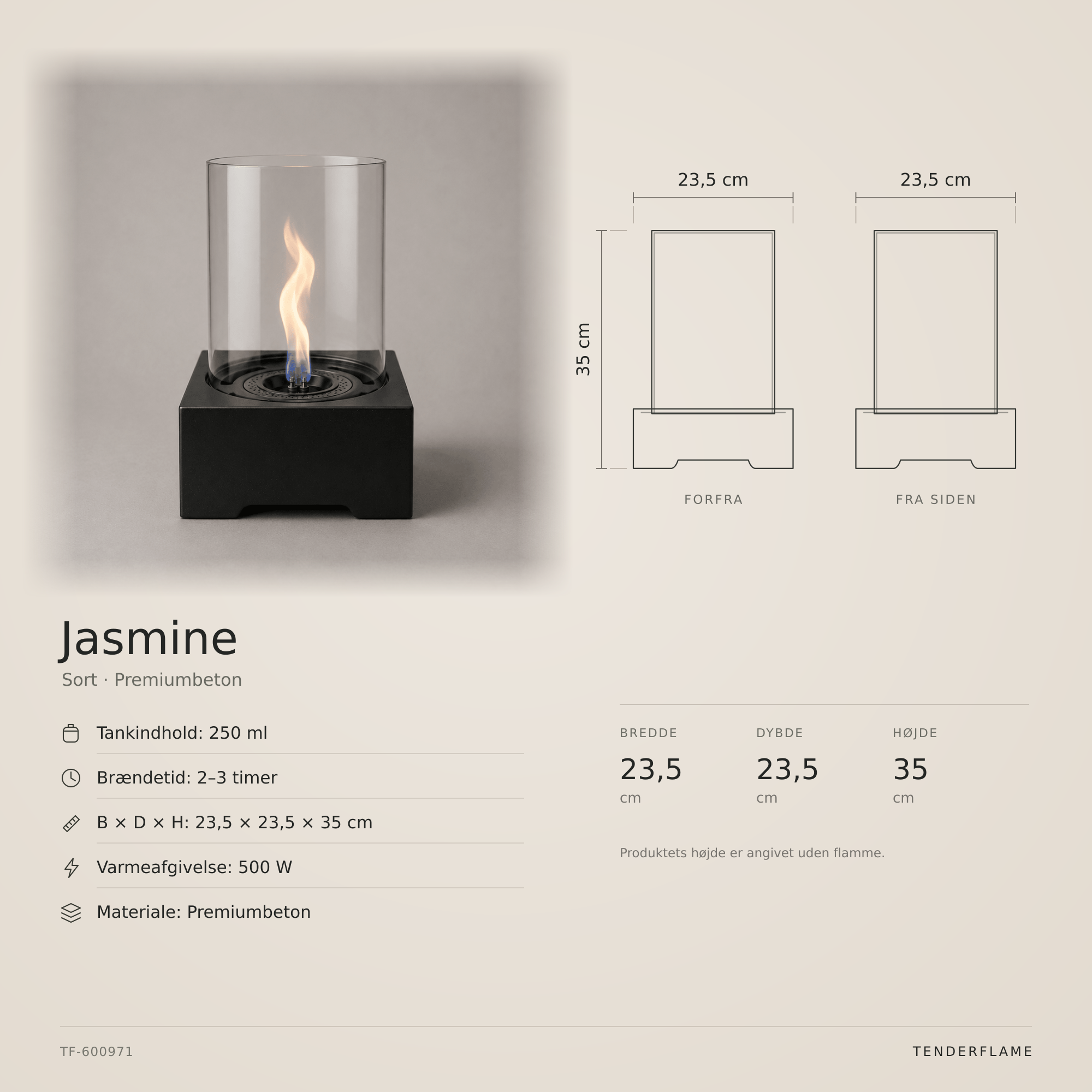 Jasmin Natural Concrete Black
