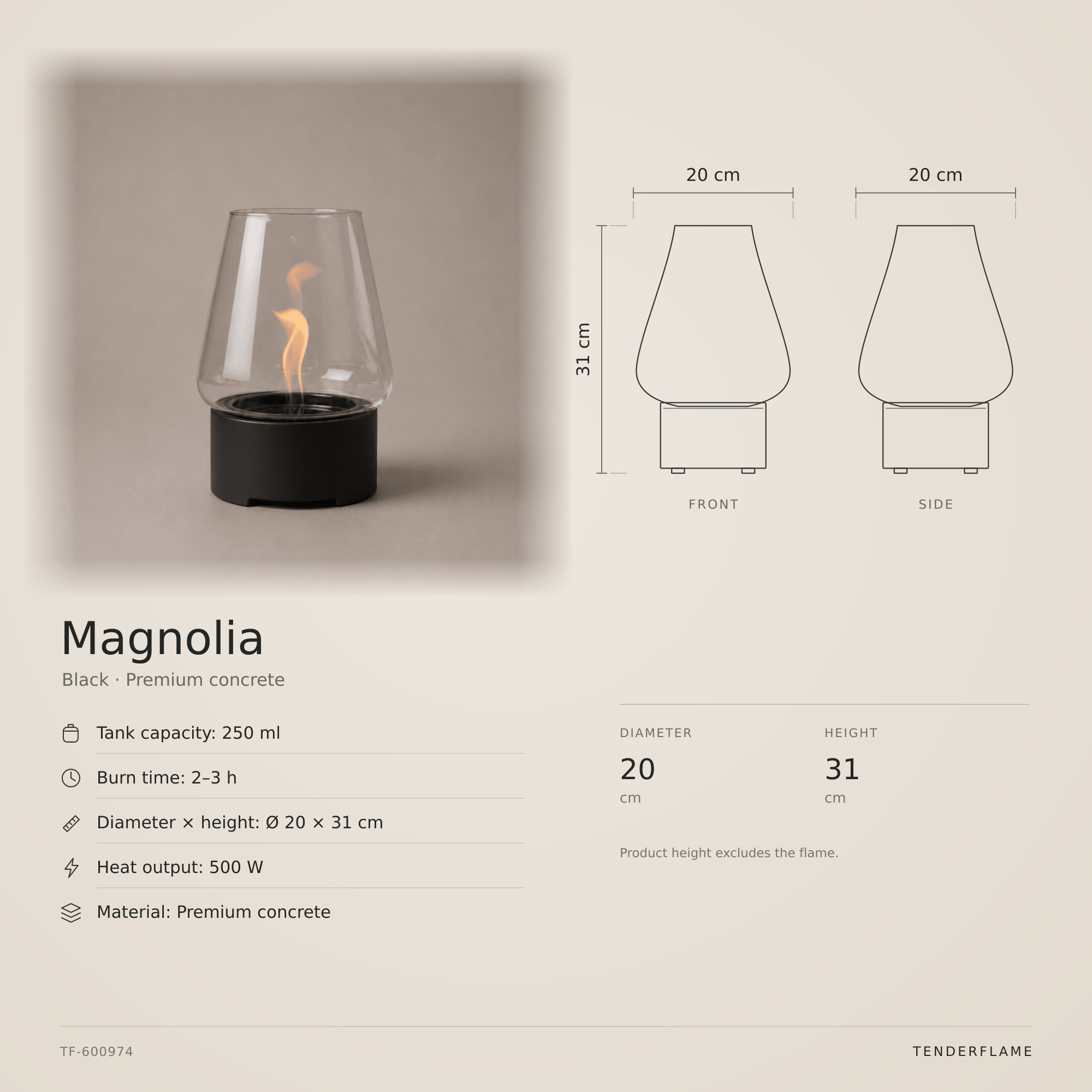 Magnolia Natural Concrete Zwart