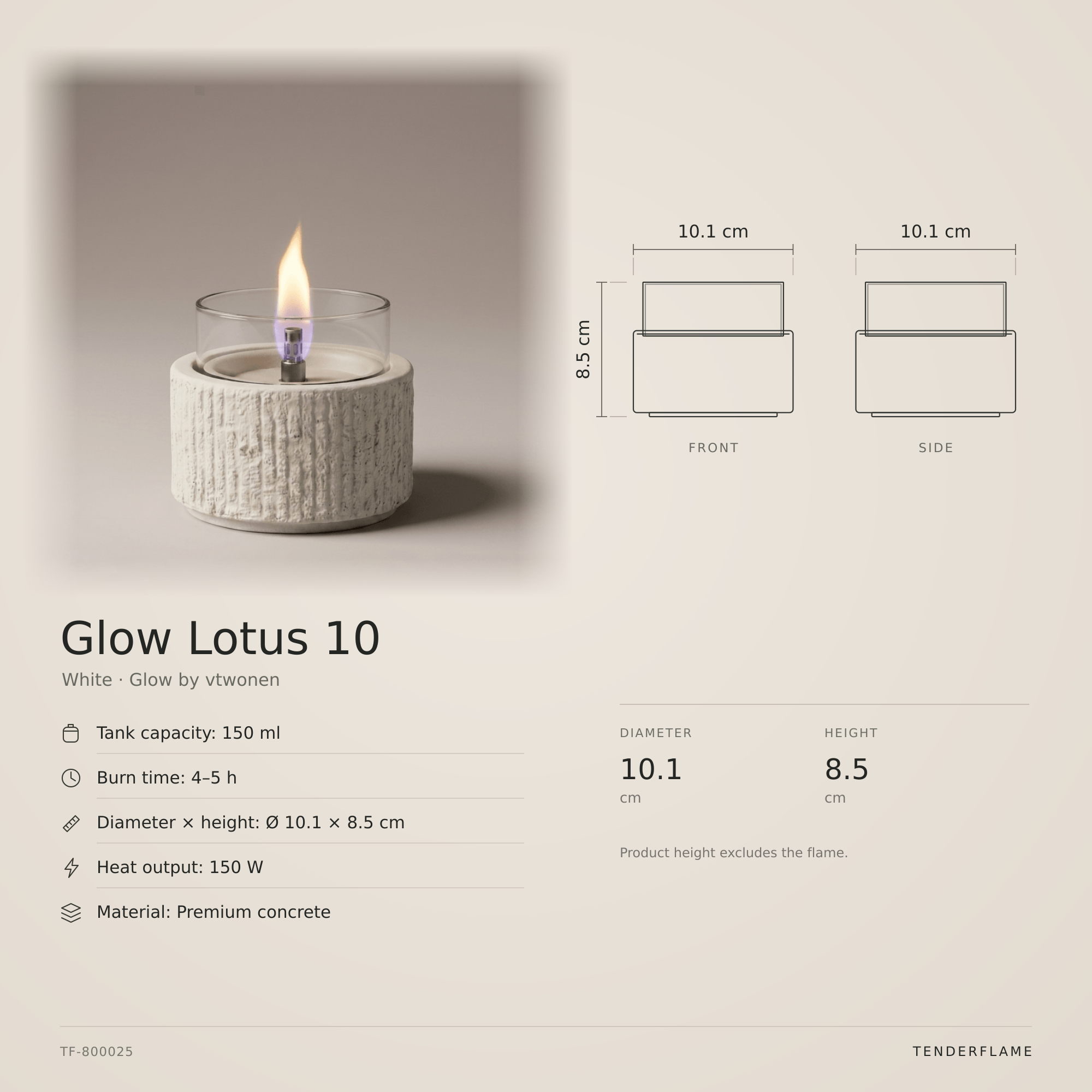 vtwonen Glow Lotus 10 tafelhaard, wit
