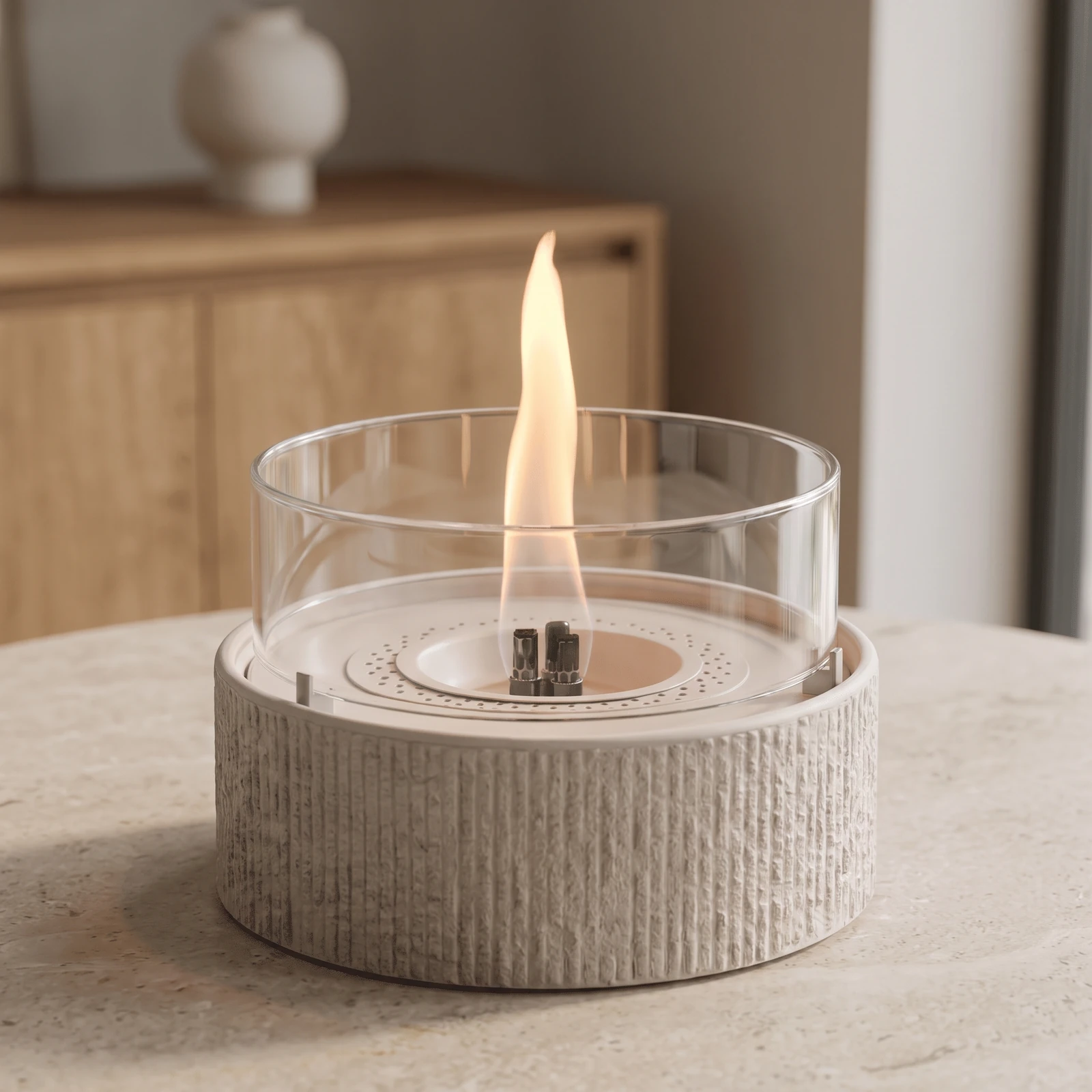 Glow Café 18 with a ribbed finish and clear glass surround