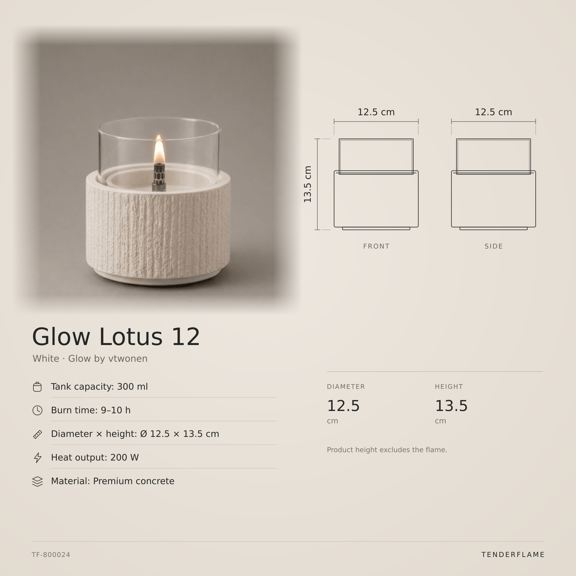 vtwonen Glow Lotus 12 tafelhaard, wit